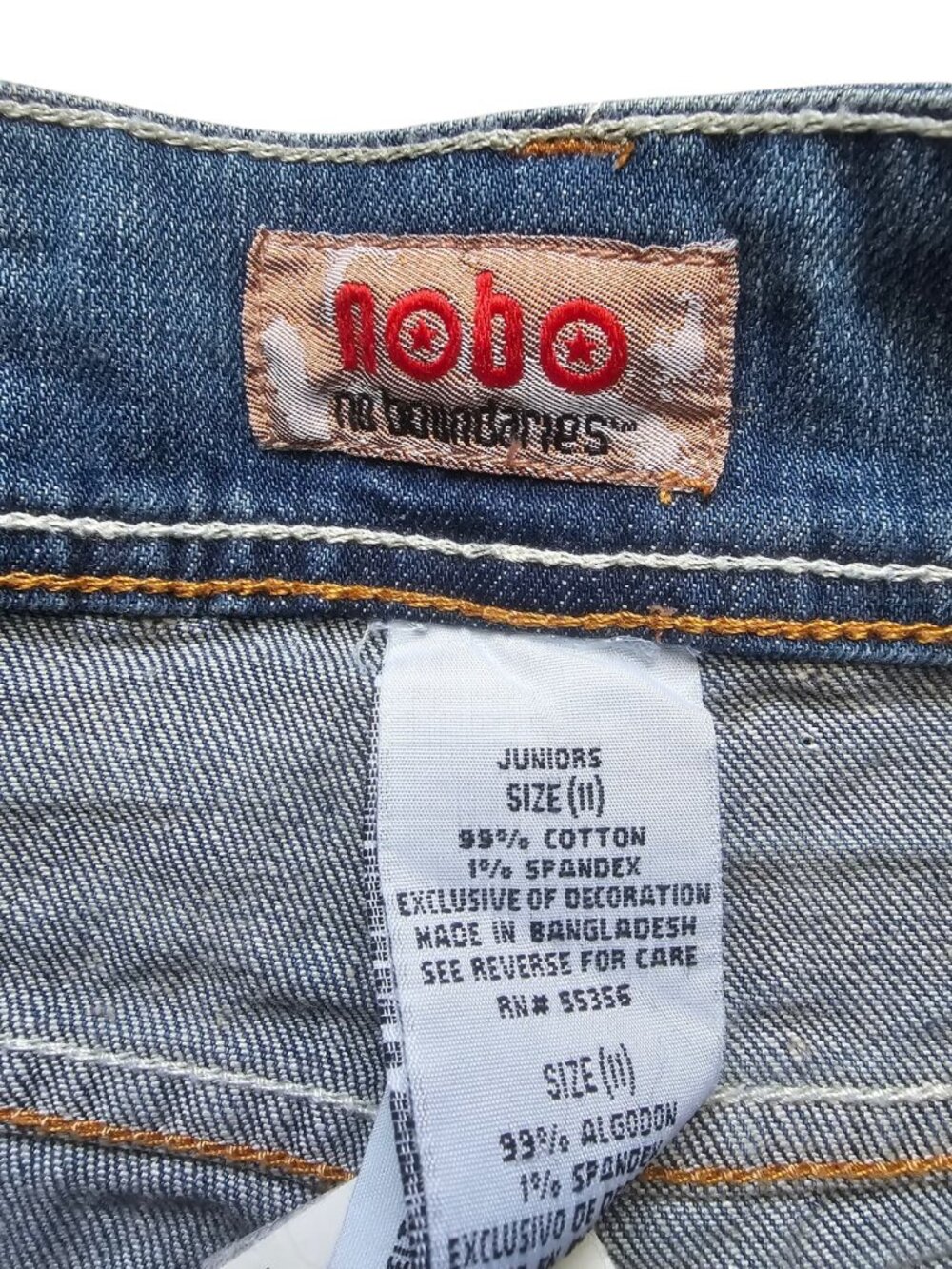 DEADSTOCK NOBO No Boundaries embroidered & studded denim capri . Size 11 JR - Picture 8 of 9